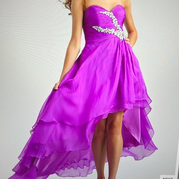 Clarisse Dresses & Skirts - Clarisse Berry High Low strapless Prom Gown with Gemstones 9/10